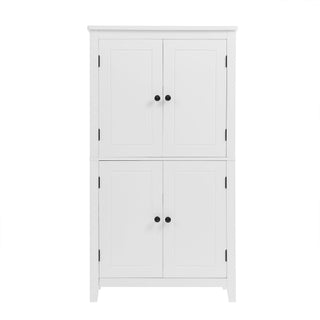 Elegant Bathroom Floor Storage Cabinet With 4 Doors, Adjustable Shelves