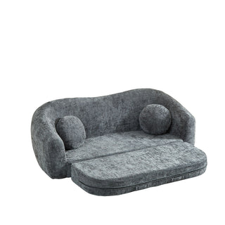Curved Convertible Sofa, 2 In 1 Frameless Folding Sofa Bed With Pull Out Base And Deep Seat
