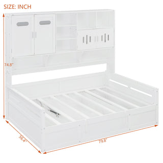 Daybed With All-In-One Cabinet And Shelf
