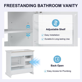 Modern Bathroom Vanity With Sink Top, 4 Drawers And 1 Soft-Close Door