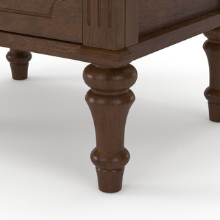Fluted Nightstand With 2 Drawers, Bedside Table - Walnut