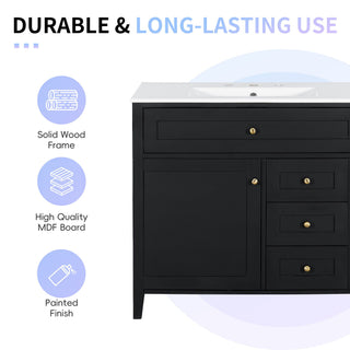 Bathroom Vanity With Sink, Cabinet With 3 Drawers And Adjustable Shelf
