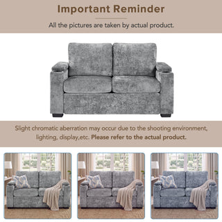 Pull Out Sofa Bed Loveseat With Twin Mattress, Cup Holders And Arm Storage
