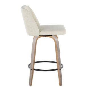 Toriano - Contemporary Fixed Height Counter Stool Swivel & Round Footrest (Set of 2)