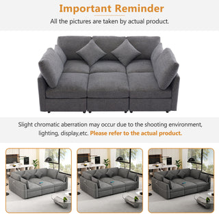 Sectional Sofa Modular U-Shaped With Ottoman & USB Ports