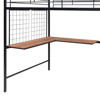 Loft Bed With Desk And Grid, Stylish Frame With Lateral Storage Ladder And Wardrobe