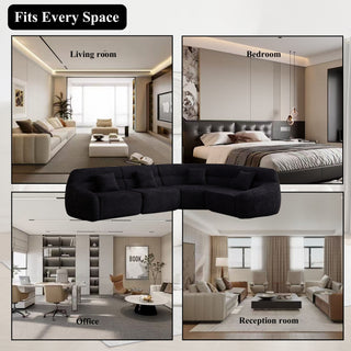 Luxury Curved Corner Sectional Sofa With 4 Pillows