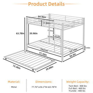 Bunk Bed For Kids, Convertible Frame With Ladders & Guardrail