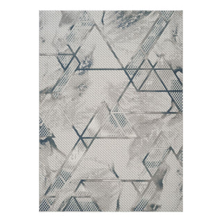 Geometrix - 5'3" X 7'3" Area Rug & Geometric, 3D Effect - Ivory / Gray