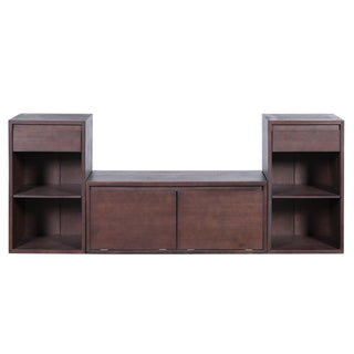Entryway Storage Bench With Cushion, Drawers & Open Shelves