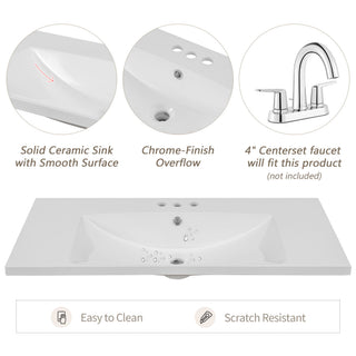 Modern Bathroom Vanity With Sink, Freestanding With Drawers And Doors