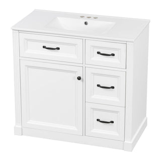 Modern Bathroom Vanity With Sink, 4 Drawers, Soft-Close Door, Adjustable Shelf