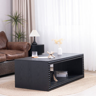 Beaded Edge Coffee Table With Open Storage Shelf