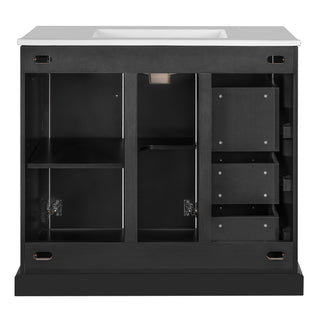 Bathroom Vanity With Sink, Soft Close Doors, Adjustable Shelf & 3 Drawers