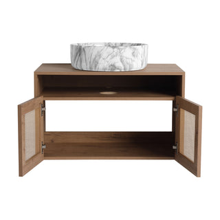 Bathroom Vanity With Art Sink, 2 Soft Close Doors, Float Mounting Design