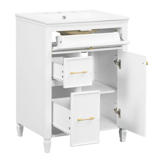 Freestanding Bathroom Vanity With Sink, Soft Close Door, Tip Out Drawer