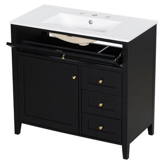 Bathroom Vanity With Sink, Cabinet With 3 Drawers And Adjustable Shelf