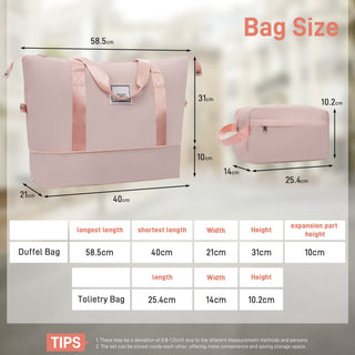 Hardshell Luggage Set 6 Piece With Duffel & Toiletry Bag, Lightweight Spinner Wheels, 16" / 20" / 24" / 28" Suitcases - Light Pink