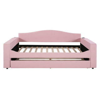 Upholstered Daybed With Storage Armrests, Trundle And Latest Integrated tooth Audio System