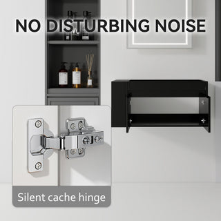 Floating Bathroom Vanity Cabinet, Soft Close Double Drawers, Open Side Storage, Wall Mounted, Cabinet Only
