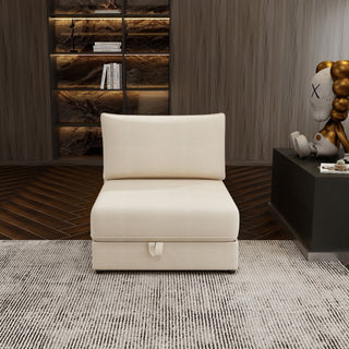 Modular Sectional Sofa With Storage, Convertible 2 Seater Sleeper Sofa - Beige