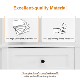 Tall Storage Cabinet With 3 Drawers And Adjustable Shelves For Bathroom