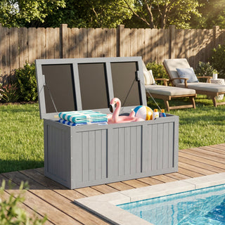 Outdoor Deck Box, Storage With Seat & Table Top