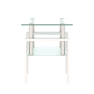 Modern Tempered Glass Tea Table, End Square Table For Living Room