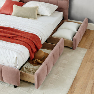 Modern Platform Bed Frame With Thick Fabric