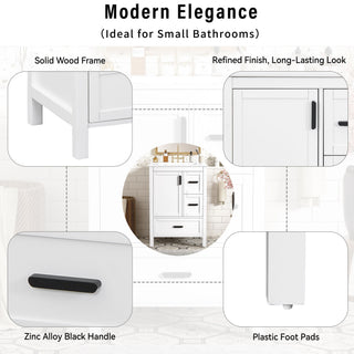 Bathroom Vanity With Sink, Soft-Close Doors, Double-Layer Shelf And 3 Drawers