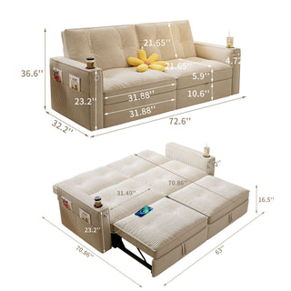 2 In 1 Convertible Sofa Bed For Living Rooms