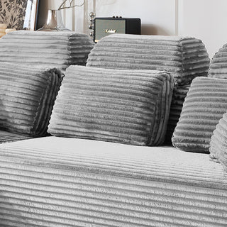 Sectional Sleeper Sofa & Storage Pockets, Modular Couch With Throw Pillows For Living Room