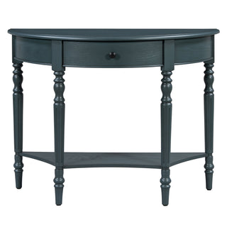 Half Moon Console Table With Drawer & Shelf