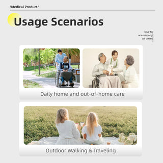 Lightweight Foldable Transport Wheelchair For Adults, Square Tube Design
