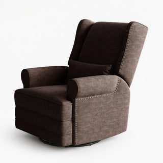Extra Wide Swivel Recliner Glider Chair With Footrest - Brown