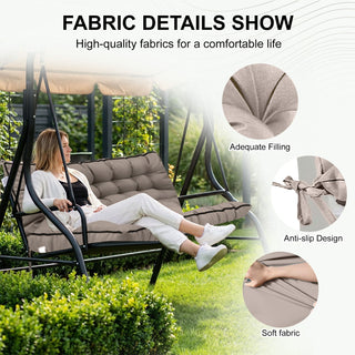 3 Seater Outdoor Porch Swing Cushion With Backrest, Waterproof