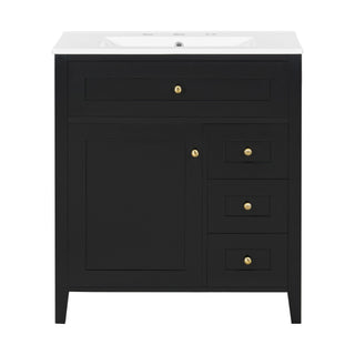 Bathroom Vanity With Sink, 3 Drawers And Adjustable Shelf