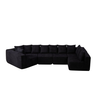 L - Shaped Modular Sofa With Deep Seat And 11 Pillows