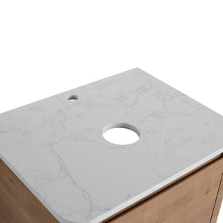 24" Wall Mounted Bathroom Vanity With Soft Close Door, Excluding Sink - Imitative Oak