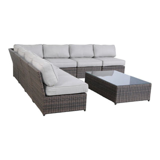 Comfortable Modern Patio Rattan Sectional Set With Cushions