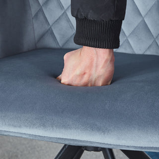 Modern Desk Chair No Wheel, Ergonomic Office Chair Home Office Upholstered Chair, Computer Chair For Bedroom, Reception Room, Living Room With Metal Legs - Blue