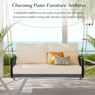 Outdoor Swing Sofa With Soft Cushions For Patio - Beige