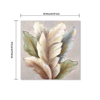 Botanical Leaf Wall Art, Textured Canvas Painting With Accents, Framed Decor For Living Room (Set of 2) - Green Leaf