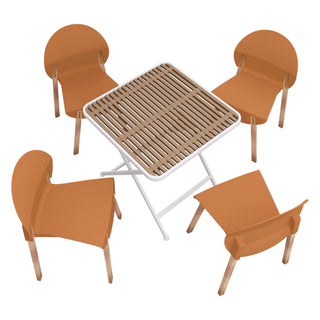 4 Piece Set Of Single Chairs With A Folding Square Table