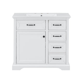 36" Bathroom Vanity With Sink, 2 Tip-Out Drawers, Soft Close Hinges