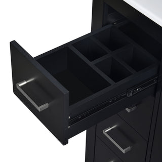 Ceramic Sink Combo, Freestanding Vanity Set With 3 Drawers & Soft Closing Doors