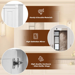 Wall Mounted Bathroom Cabinet With Mirror And 5 Shelves, Rectangular Design