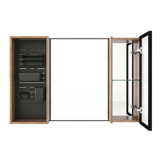 41.6" Wall Mounted Bathroom Cabinet With Adjustable Shelves Storage Cabinet - Imitative Oak