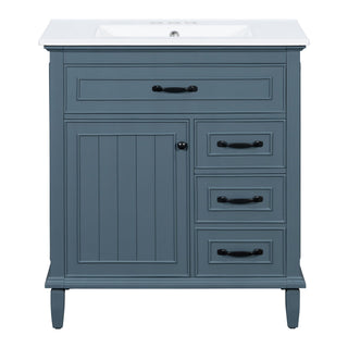 Bathroom Vanity With Sink Top, Flip Drawers, Adjustable Shelf