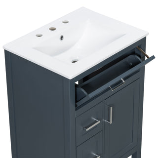 Modern Bathroom Vanity With Sink, Flip Drawer & 2 Drawers, Soft Close Hinges, Adjustable Shelf